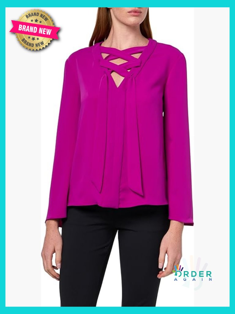 Lace Up Blouse Relaxed Fit Long Sleeve Elegant Chic Top V-Neck Flared Sleeves